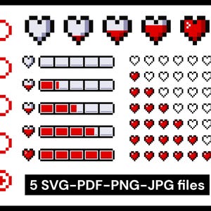 8ビットピクセルハートSVG | バレンタインデーヘルスバークリップアート（デジタルファイル）