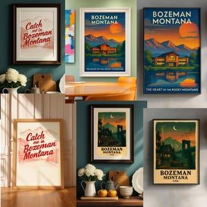 Bozeman, Montana - Set di tre stampe digitali da parete, download immediato, decorazione da parete, decorazione per la casa, decorazione per il soggiorno