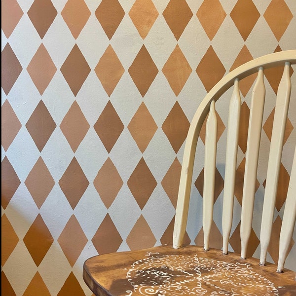Harlequin Wall Stencil Etsy