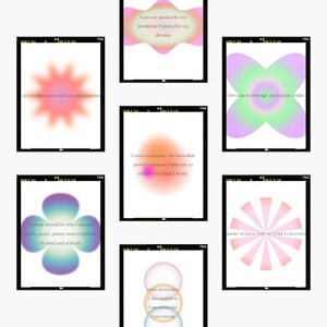 40 lindas tarjetas de afirmación de gradiente / pegatinas de planificador minimalista digital / tarjetas de afirmación imprimibles / pegatina GoodNotes / Bullet Journal