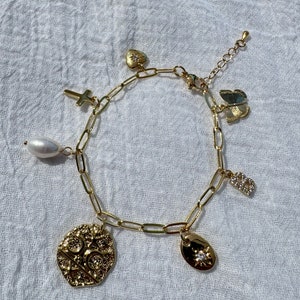 Custom charm bracelet Gold filled bracelet waterproof & tarnish free