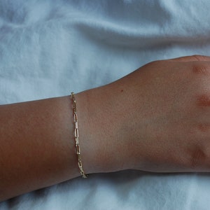 14k Gold filled handmade bracelet waterproof & tarnish free : mirco dainty paperclip chain bracelet