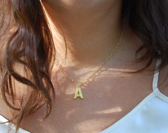 18k Gold filled handmade necklace waterproof & tarnish free : initial personlized charm necklace