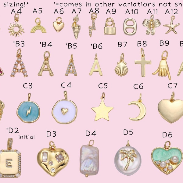 gold filled charms waterproof & tarnish free, just charms