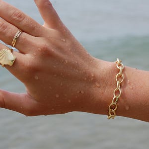 24K Gold Filled Gold filled handmade bracelet waterproof & tarnish free :Thick chunky roll Chain Texturized Chain