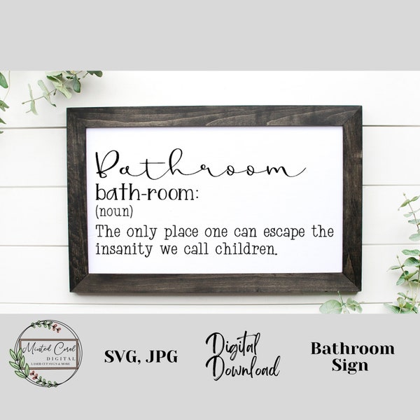 Bathroom SVG, Digital File, Bathroom Definition, Funny Bathroom Decor, Vinyl Cutter, Kids Bathroom, Digital Download, Glowforge, Laser