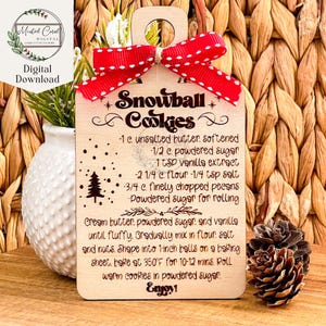 Przepis na Boże Narodzenie Deska do krojenia SVG, Plik cyfrowy, Snowball, Ciasteczka, Deska do krojenia, Glowforge, Laser Cutter, Pobierz, Winyl, Cricut