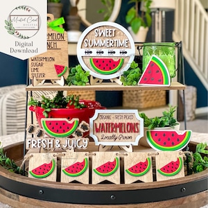 Watermelon Tiered Tray SVG, Digital File, Summer, Ants, Glowforge, Laser Cut, Digital Download, Paint Party, Door Hanger