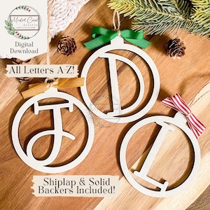 Personalized Christmas Ornament SVG, Digital File, Initials, A to Z, Easy Ornament, Glowforge, Laser Cutter, Digital Download,