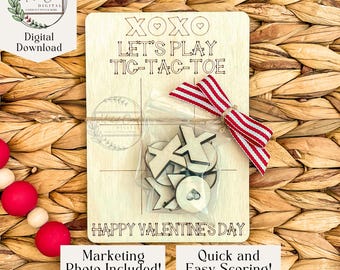 Valentine Tic Tac Toe SVG, Digital Download, Kids Valentines Craft, Glowforge, Laser Cut File