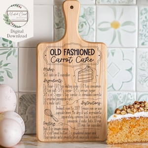 Morotskaka Receptskylt SVG, Digital Nedladdning, Påskdekor Glowforge, Laserskuren Fil