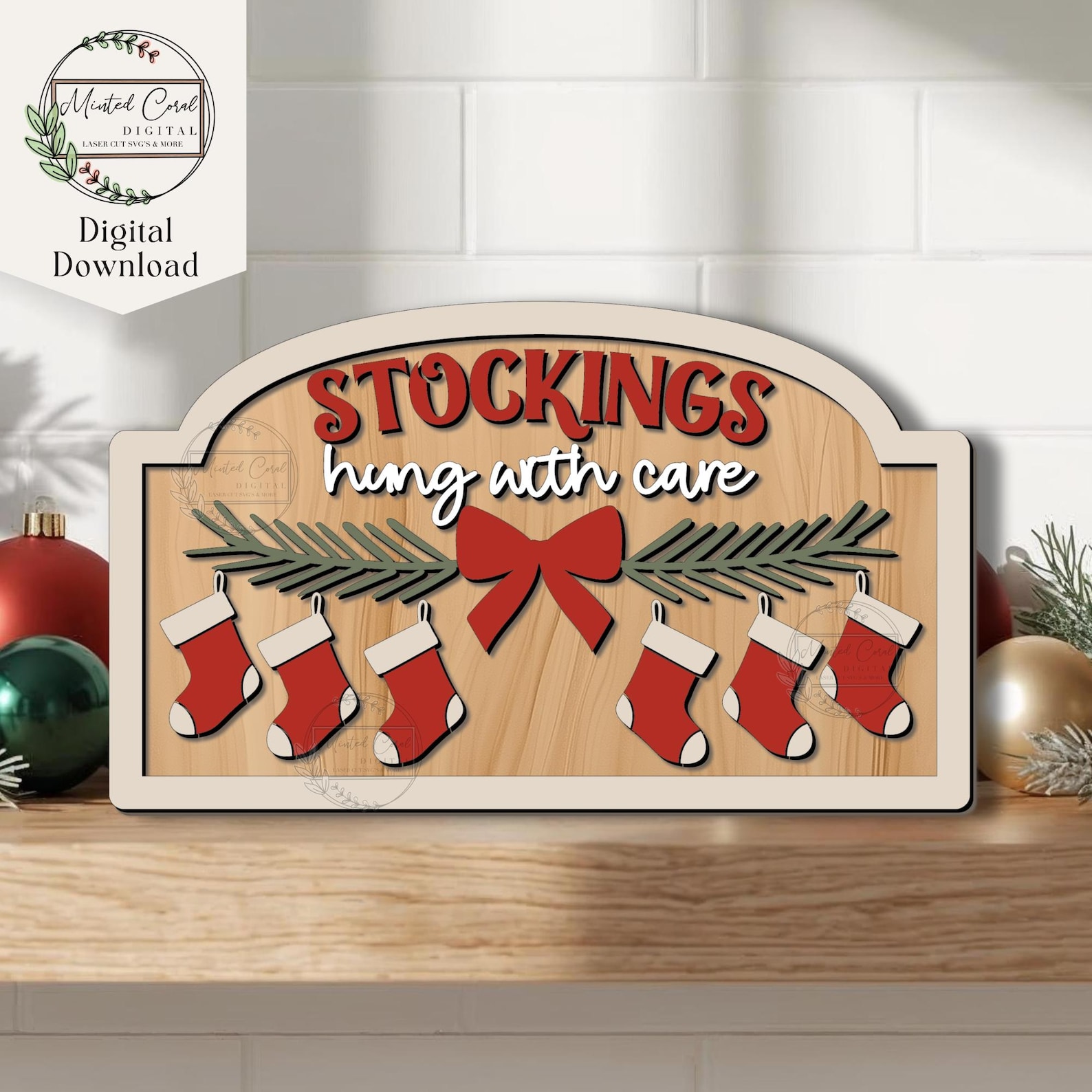 Christmas Stockings Sign SVG, Digital Download, Christmas Shelf Sign ...