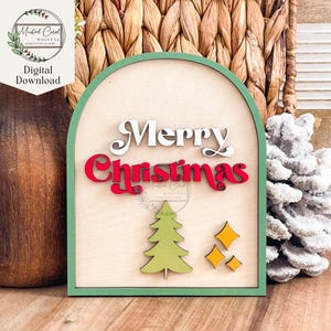 Retro Merry Christmas Arch SVG, Digital File, Christmas Tree, Vintage, Classic, Glowforge, Laser Cutter, Download, Boho Christmas