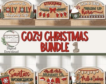 Christmas Sign Bundle SVG, Digital Download, Christmas Shelf Decor, Christmas Coffee Bar, Gingerbread, Hot Cocoa, Glowforge, Laser Cut File