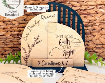 Tägliche Schrift austauschbare SVG-Bundle, digitaler Download, Bibel-Vers-Arche, unser tägliches Brot, christliches Dekor, Laser-Schnitt-Datei