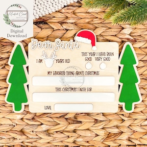Lieber Weihnachtsmann, Weihnachtsliste Foto Prop SVG, personalisiert, Wunschliste, digitale Datei, Kinder Zeichen, Lackdateien, Glowforge, Laser Cutter, Download