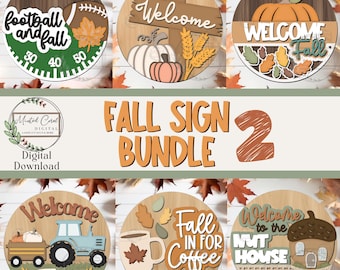 Fall Laser Sign Bundle SVG, Digital Download, Welcome Door Hanger, Autumn Door Hanger, Glowforge, Laser Cut File