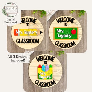 Classroom Welcome Sign SVG, Bundle, Personalized Teacher Sign, Door, Digital File, Teacher Gift, Back To School, Glowforge, Laser, Download