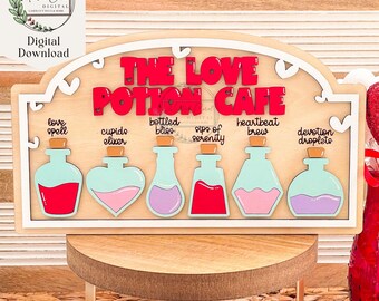 Valentijnsdag liefdesdrankje teken SVG, digitale download, Valentijnsdag koffiebar, lasergesneden bestand