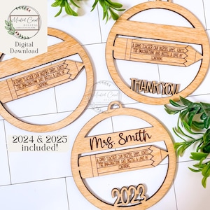 Teacher Ornament SVG, Personalized Teacher File, Door, Digital File, Teacher Gift, Teacher Appreciation, Glowforge, Laser Cutter, Download