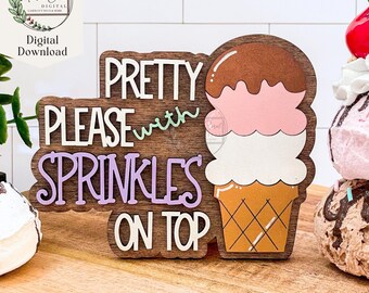 Ice Cream Sign SVG, Digital Download, Summer Door Hanger, Kids Ice Cream Sign, Glowforge, Laser Cut File