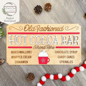 Hot Cocoa Bar SVG, Digital File, Christmas SVG, Cocoa Bar Decor, Glowforge, Laser Cutter, Digital Download, 3D Signs, Marshmallows,