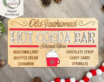 Hot Cocoa Bar SVG, Digital File, Christmas SVG, Cocoa Bar Decor, Glowforge, Laser Cutter, Digital Download, 3D Signs, Marshmallows,
