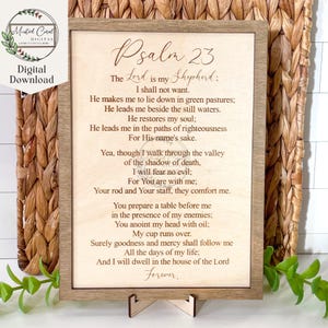 Salmo 23 SVG, Archivo digital, Señal de las Escrituras, Versículo bíblico, El Señor es mi pastor, NVI, Glowforge, Cortador láser, Descarga digital,