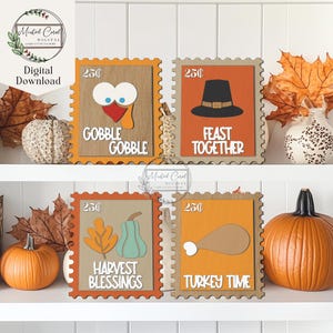 Thanksgiving Sign Bundle SVG, Digital File, Postage Stamp, Shelf, Leaning Sign, Turkey, Gobble, Table Decor, Glowforge, Laser Cut, Download