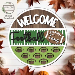 Welcome Football Fans Sign SVG, Digital File, Football Season, Football Game, Round Door Hanger, Sports SVG, Glowforge, Laser Cut, Download