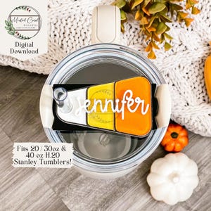 Candy Corn Stanley Name Plate SVG, Digital File, Fall Stanley, Halloween, Glowforge, Laser Cut, Digital Download,