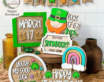 St Pattys Day Tiered Tray SVG, Digital Download, St Patricks Decor, Good Luck, Lucky Charms, Laser Cut File