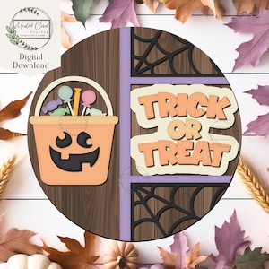 Halloween Door Hanger SVG: Jack O&#39; Lantern Candy Bucket (Digital File)