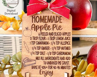 Apple Pie Recipe Cutting Board SVG, Fall Recipe, Digital File, Fall, Tiered Tray, Apple Picking, Glowforge, Laser Cut, Digital Download,