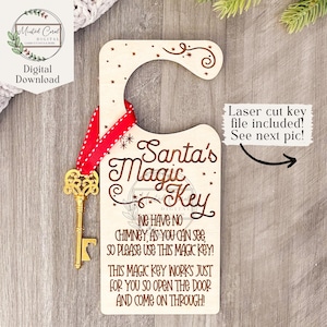 Santa's Magic Key SVG, digitaal bestand, kerstdeurhanger, voor ons huis zonder schoorsteen, Glowforge, lasersnijder, digitale download,