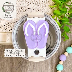 May include: Purple flip flop design tumbler lid for 20, 30, and 40 ounce Stanley tumblers.  Fits 20/30oz & 40 oz H.20 Stanley Tumblers!