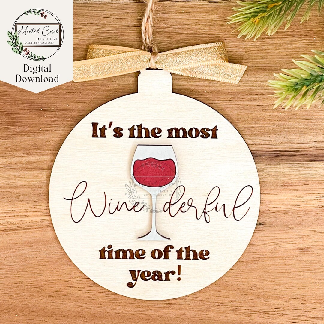 Wine Christmas Ornament SVG, Digital Download, Funny Ornament, Wine ...
