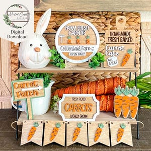 Vassoio a più livelli di Pasqua SVG, file digitale, campo di carote, vassoio a più livelli primaverile, fresco di fattoria, file di vernice, Glowforge, taglierina laser, download, fai da te