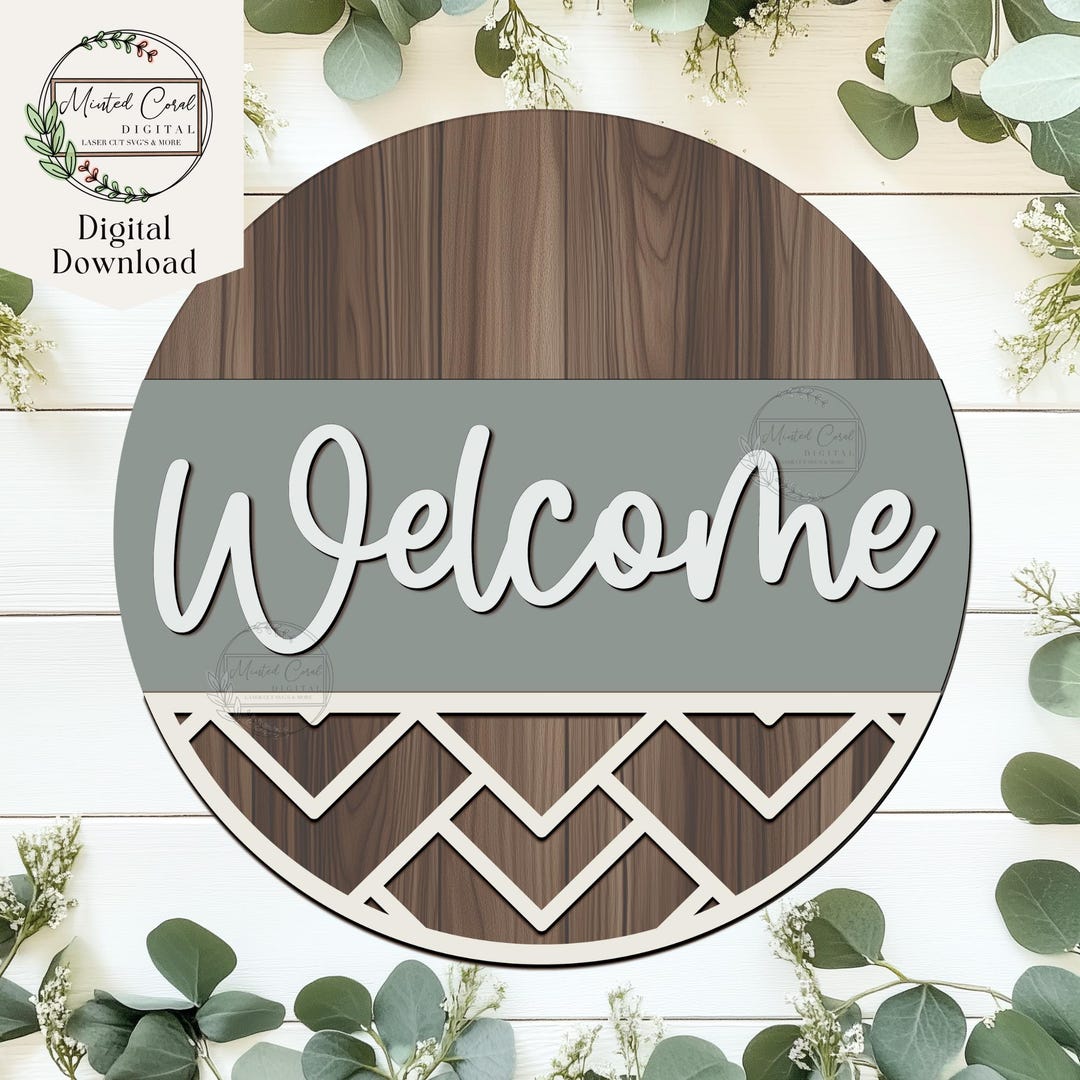 Geometric Welcome Sign SVG, Digital Download, Patterned Door Hanger ...