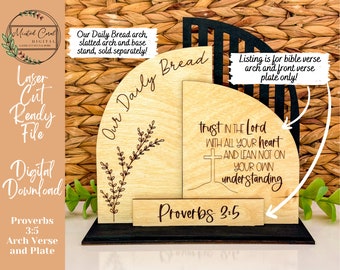 Daily Scripture Interchangeable Plate, Proverbs 3:5, Trust In The Lord With All, Digital File, Scripture, Bible Verse, Laser Cut, Download,