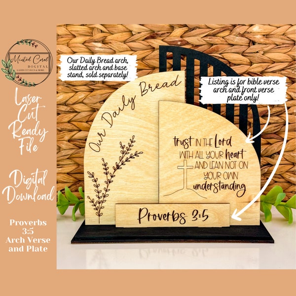 Daily Scripture Interchangeable Plate, Proverbs 3:5, Trust In The Lord With All, Digital File, Scripture, Bible Verse, Laser Cut, Download,