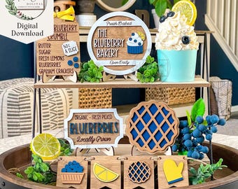 Blueberry Tiered Tray SVG, Digital Download, Summer Fruit Decor, Glowforge, Laser Cut File