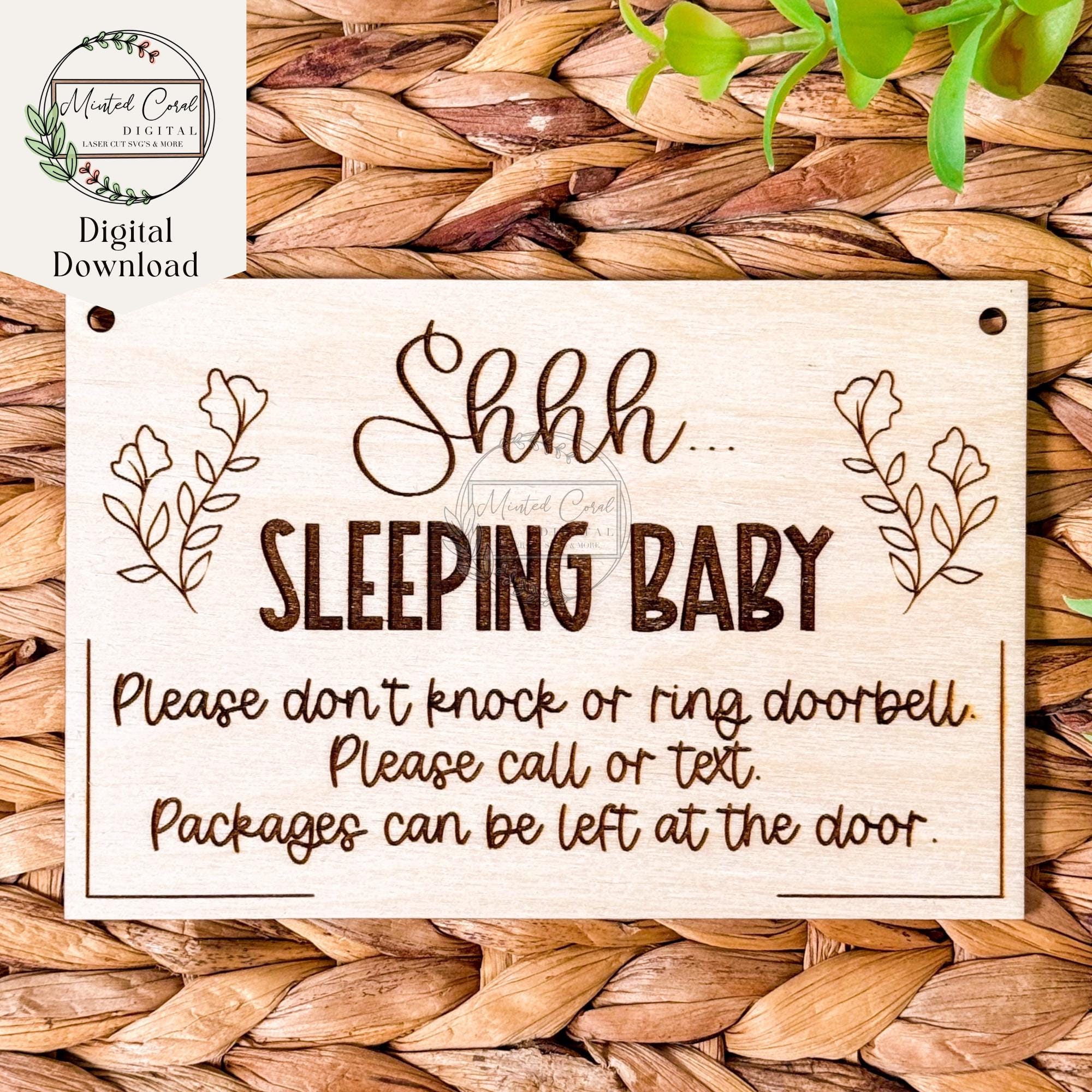 Sleeping Baby Sign SVG, Digital Download, Wildflower Door Hanger ...