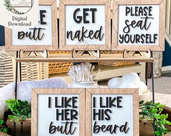 Bathroom Signs Bundle SVG, Digital Download, Funny Bathroom Sign, Laser Cut File