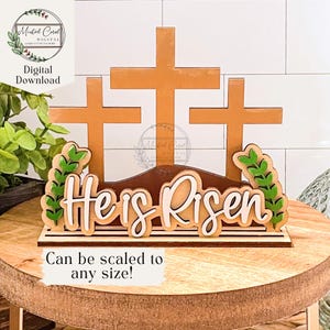 Standing Easter SVG, Digital File, He Is Risen, Religious, Cross, Shelf Sitter, Tiered Tray, Paint Files, Glowforge, Laser Cutter, Download