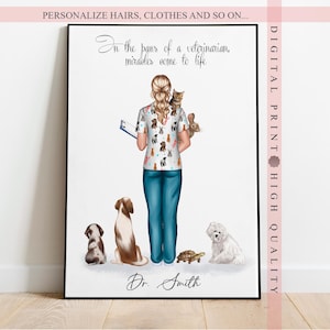 Gepersonaliseerde dierenarts waardering print - barmhartige zorg vieren - aangepaste dierenarts verpleegkundige cadeau - hond huisdier dierenliefhebber