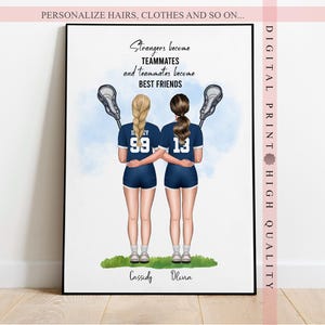 Personalisiertes Bestie Lacrosse Geschenk - Ein Geschenk für Ihre besten Teamkameraden - Personalisiertes Geschenk für Teamkameraden - Benutzerdefiniertes Druck-Andenken - Wandkunst