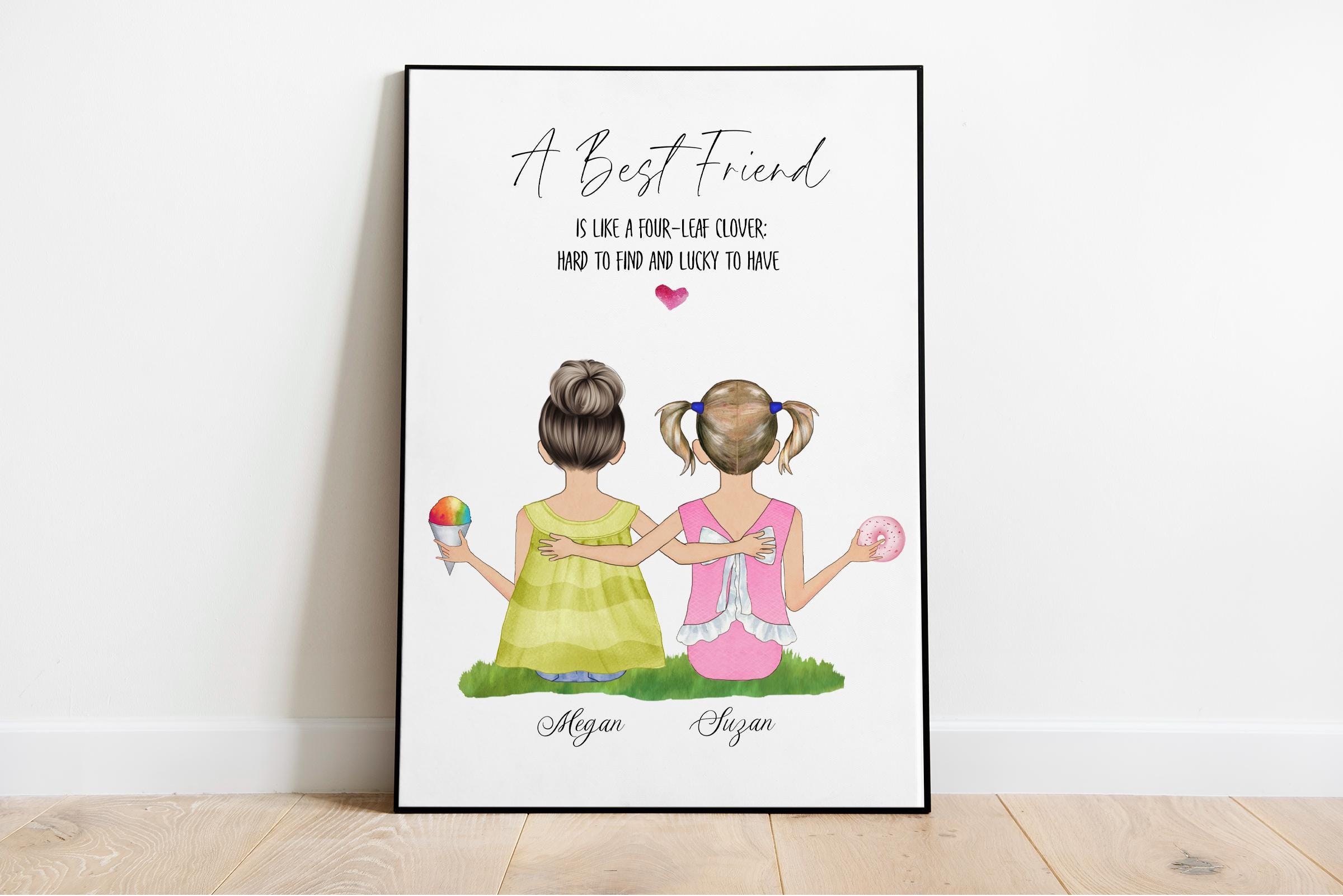Personalized Friend Print, Custom Friendship Portrait, Gift, Digital ...