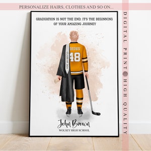 Personalized Hockey Graduation Men Print - Celebrate the Achievements of a Hockey Star - Personalized printable gift - Keepsake gift