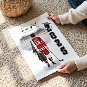 Impresión personalizada de graduación de hockey: retrato personalizado de último año (descarga digital)